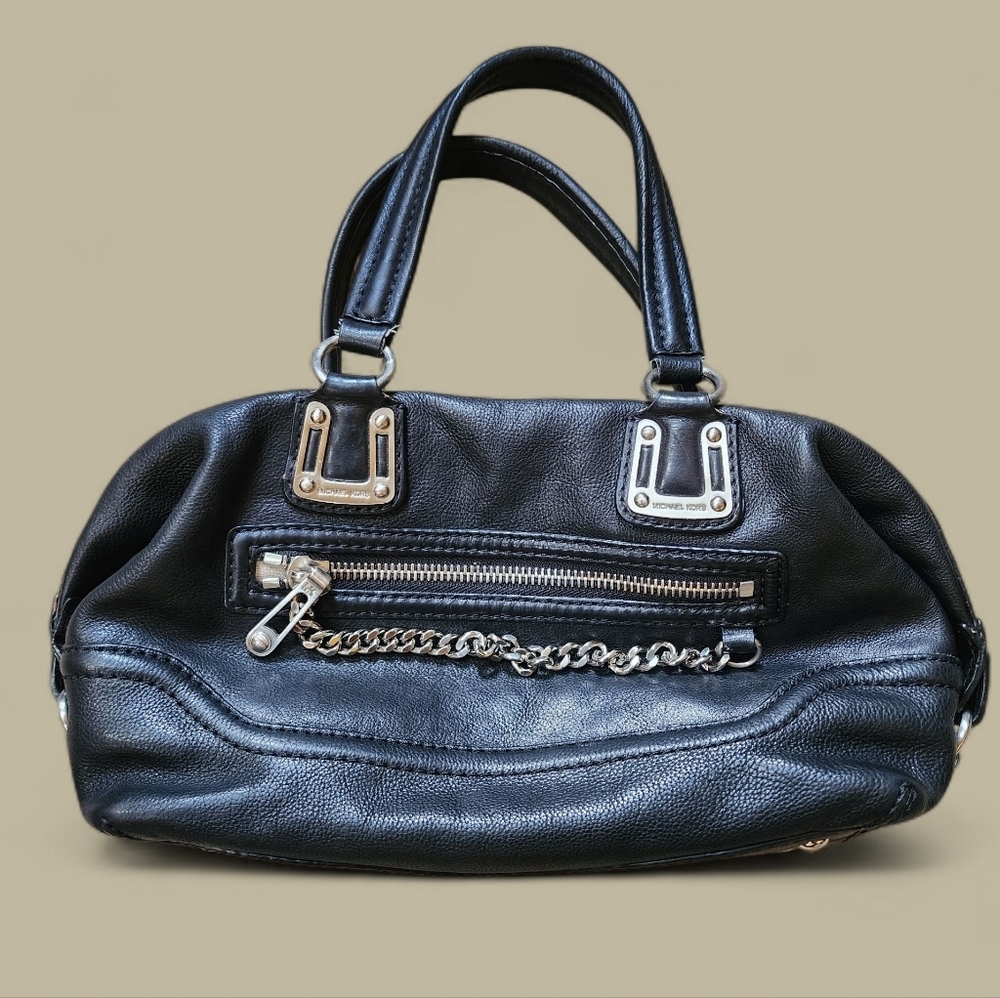 EUC Michael Kors Pebble Leather Chain Zip Satchel Bag Purse